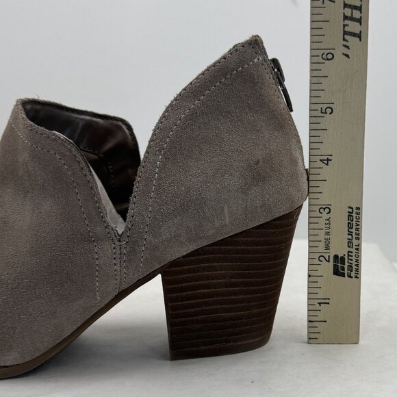 Fergie Carmin Womens Size 11M Tan Suede Leather Ankle Boots Zip Back Heel Shoes - Picture 8 of 15